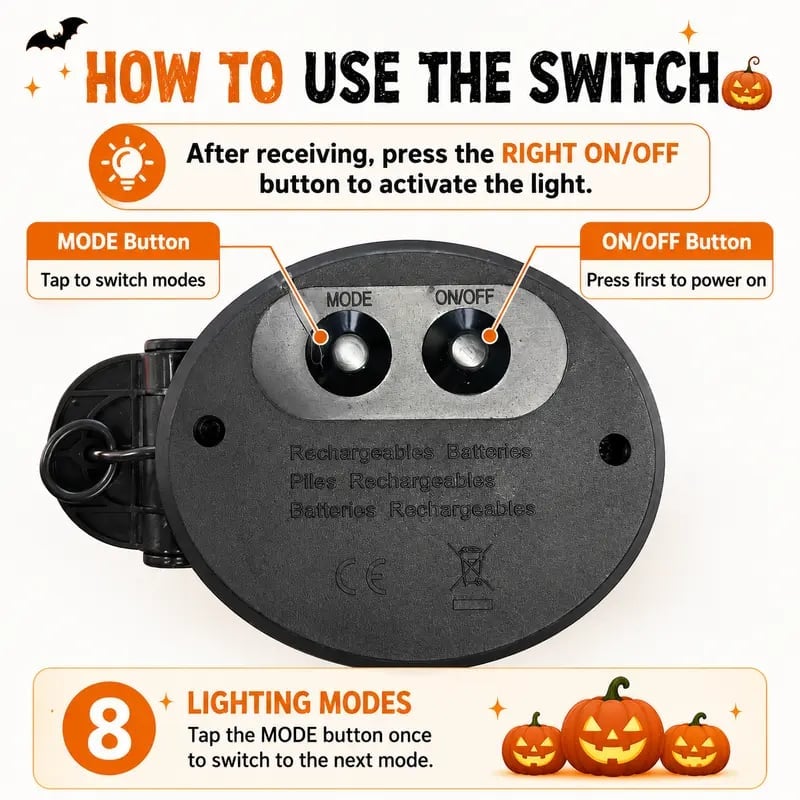 Solar stake light switch base with Mode button and On/Off button controls