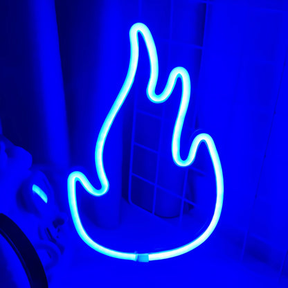 Blue LED neon wall decor bat spirit silhouette with glowing outline, wall-mounted