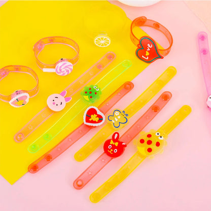 Assorted LED kids wrist watches in bright colors with cute animal and heart charms.