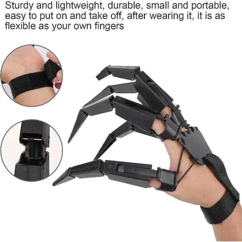 Black articulated finger claw glove with adjustable wrist strap and long pointed claws