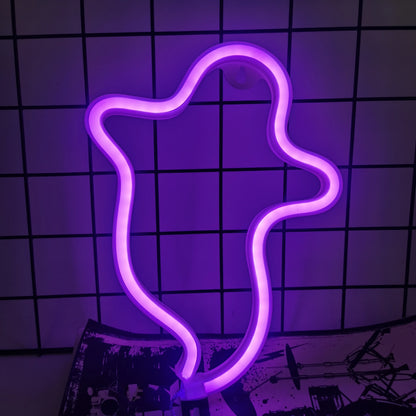 Purple LED neon wall decor with scalloped star-shaped outline