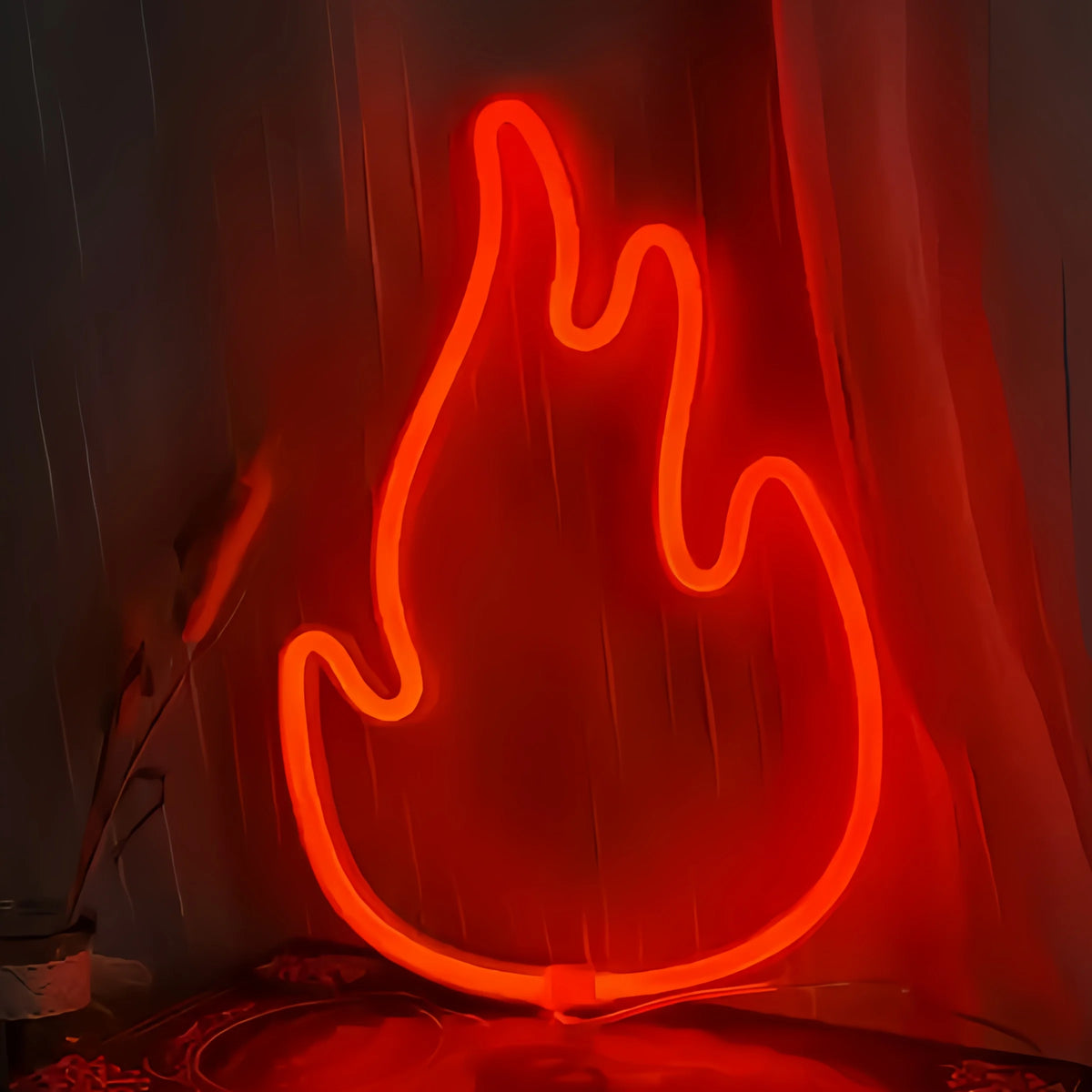 Red LED neon wall decor bat spirit silhouette with glowing outline, wall-mounted