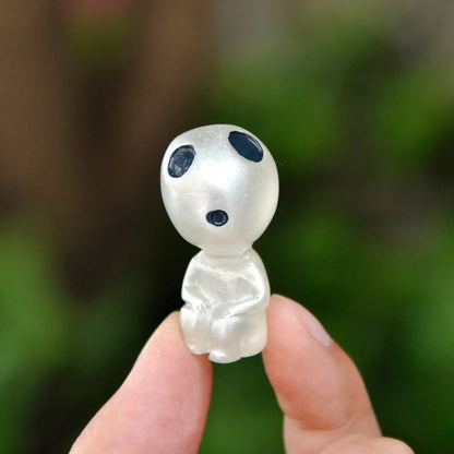 Glow-in-the-dark miniature garden figure ornament, white with blue eye spots