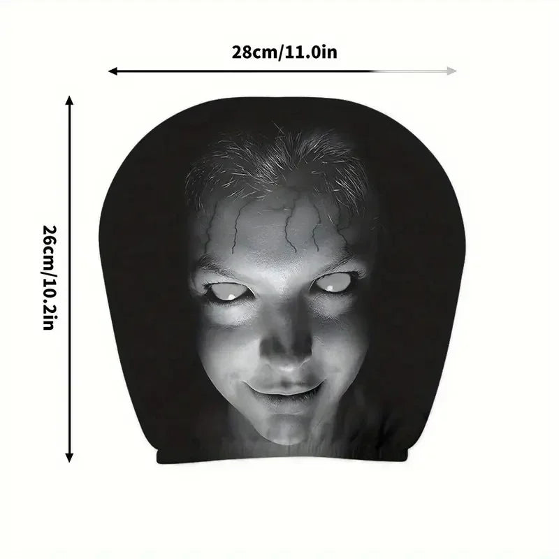 Horror face headrest cover size diagram, hooded black face, 28 cm wide
