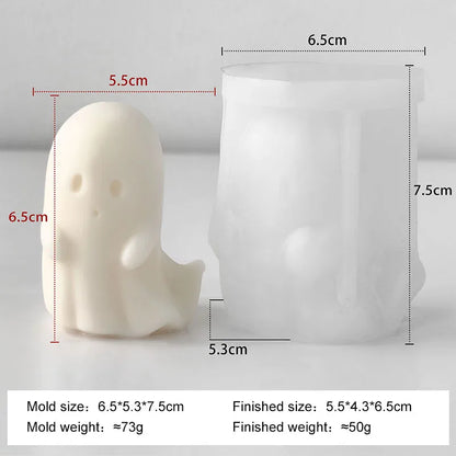 Halloween ghost silicone mold with 3D ghost figure and hollow eye details