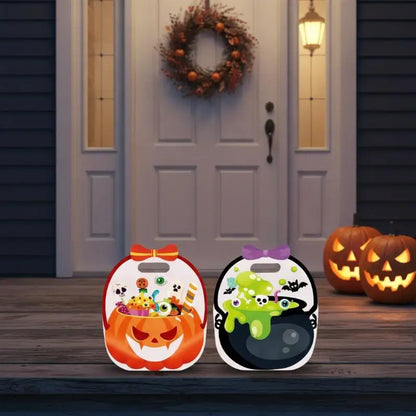 Halloween zipper candy bags, orange pumpkin and black design, two bags shown