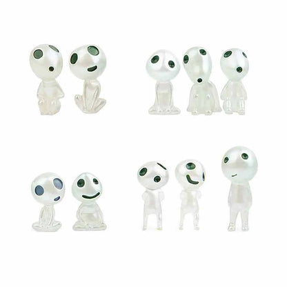 White glow-in-the-dark miniature garden ornaments set, 10 assorted figure types