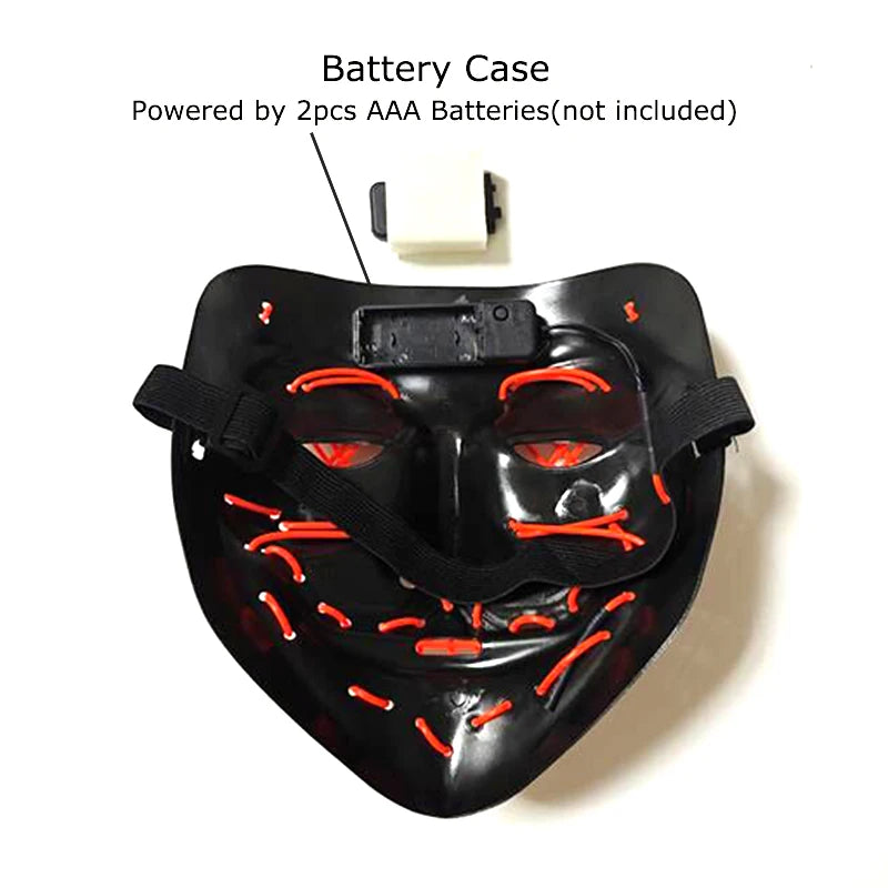 LED purge mask battery case with wiring and two AAA battery compartment for power