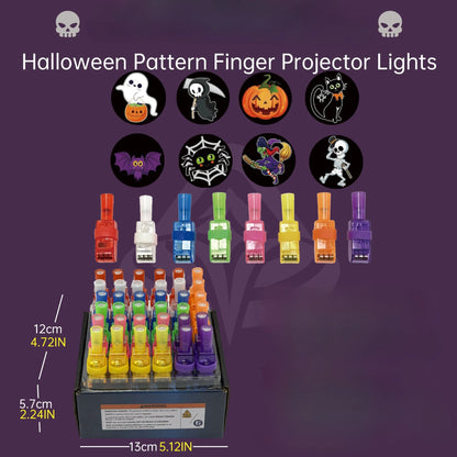Boxed set of Halloween pattern finger projector lights with multiple color options