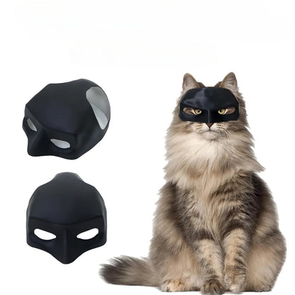 Black cat bat mask for pets with sculpted ears and eye cutouts