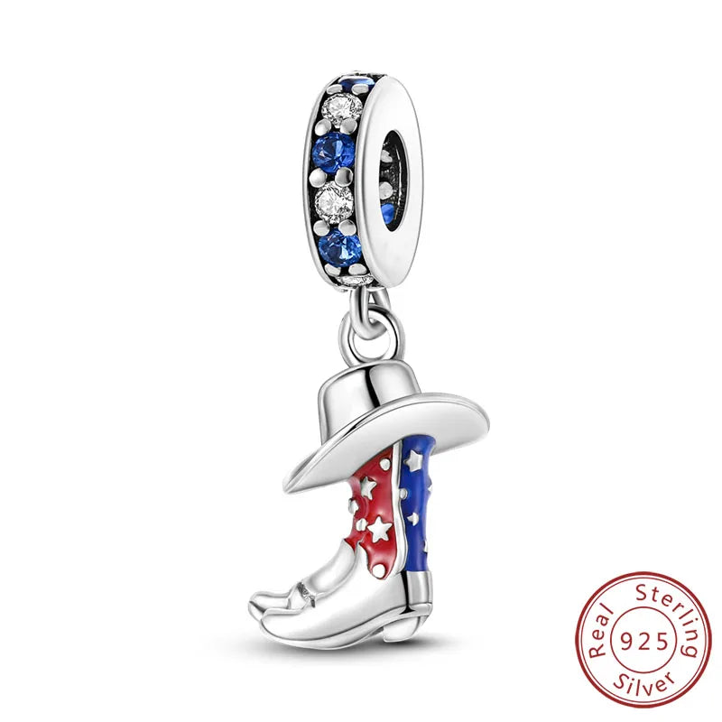 925 sterling silver wizard boot charm bead with blue enamel stones and star hat