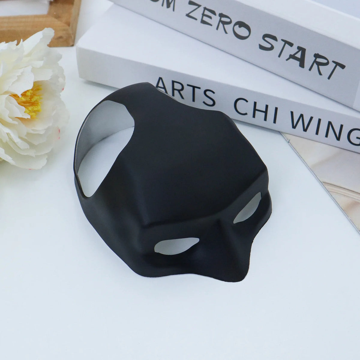 Black cat bat mask with sculpted ears and eye cutouts