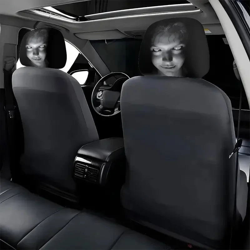 2-pack horror face headrest covers with hooded black alien faces, universal fit