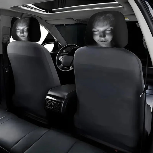 2-pack horror face headrest covers with hooded black alien faces, universal fit